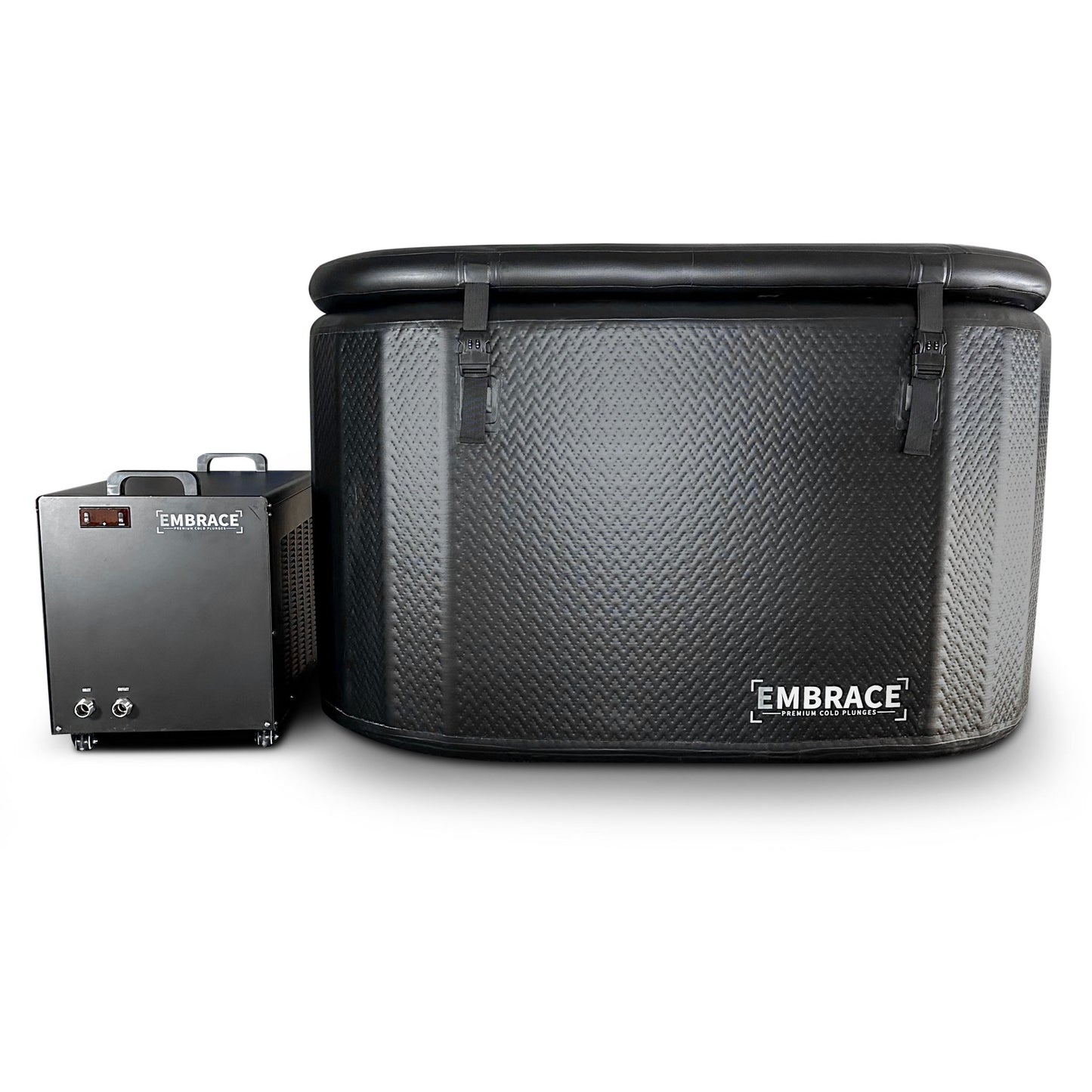 Embrace a limitless portable cold plunge with 1hp chiller front view with the lid closed.